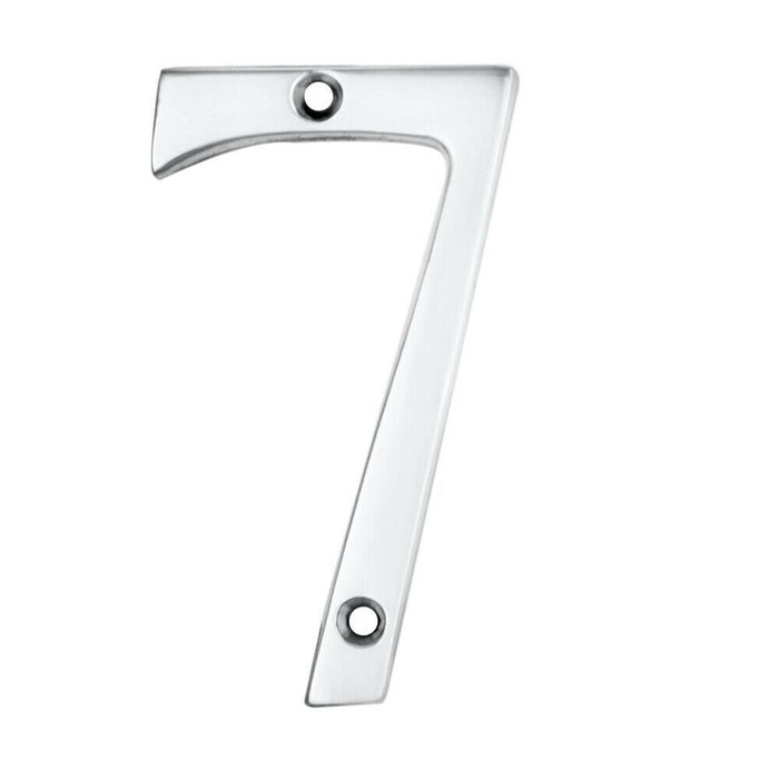 Polished Chrome Door Number 7 75mm Height 4mm Depth House Numeral Plaque Loops