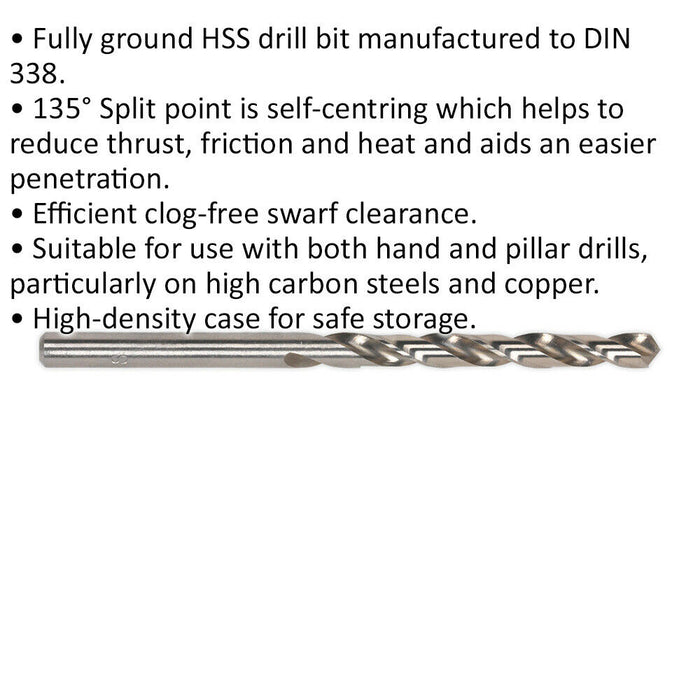 10 PACK 5 x 85mm Fully Ground HSS Drill Bit - High Speed Clog Free Drill Bit Loops