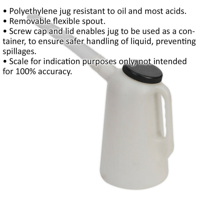 2 Litre Oil Container with Lid & Flexible Spout - Screw Cap - Polyethylene Loops