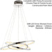 LED Ceiling Pendant Light 36W Warm White Chrome 3x Infinity Rings Strip Feature Loops