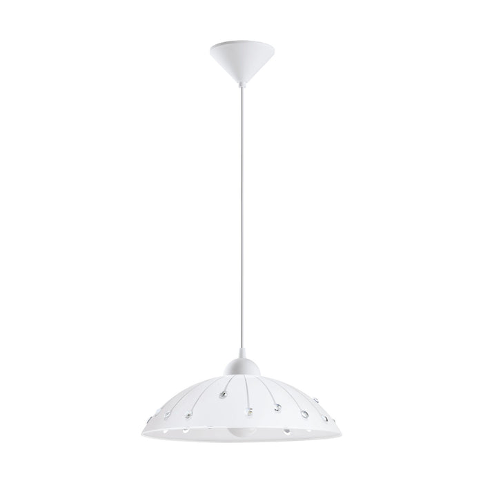 Pendant Light Colour White Shade White Clear Satin Glass Crystal Bulb E27 1x60W Loops