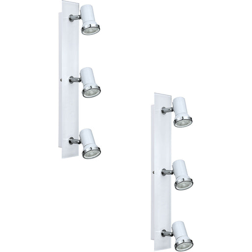 2 PACK Wall Flush Ceiling Light IP44 Bathroom Colour White Chrome GU10 3x3.3W Loops