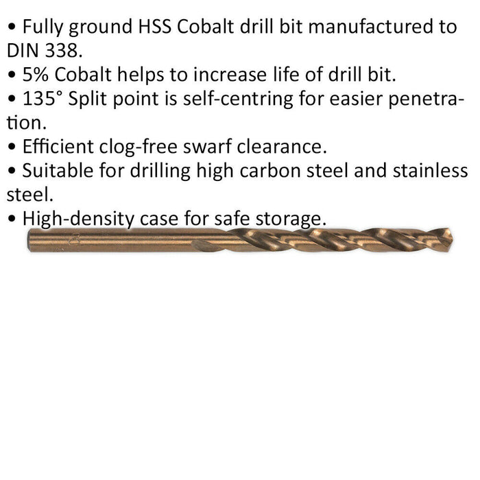 10 PACK 8.5mm Fully Ground HSS Cobalt Drill Bit - Long Life Clog Free Drill Bit Loops