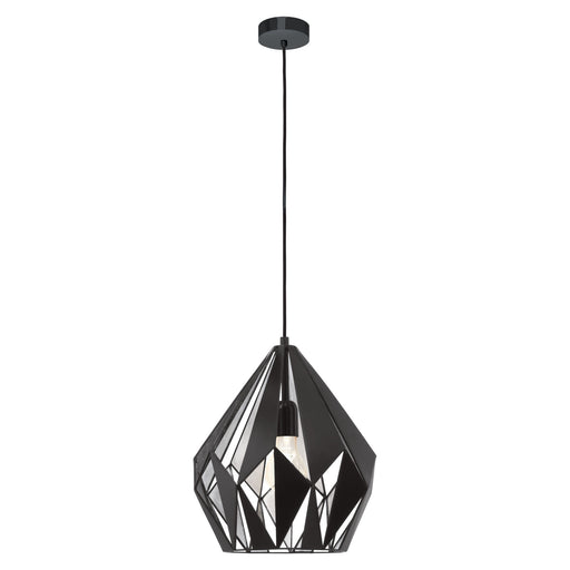 Hanging Ceiling Pendant Light Black & Silver Geometric 1x 60W E27 Feature Lamp Loops