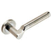 PAIR Cranked Round Bar Lever on Round Rose Concealed Fix Polished Satin Steel Loops