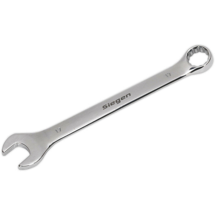 Hardened Steel Combination Spanner - 17mm - Polished Chrome Vanadium Wrench Loops