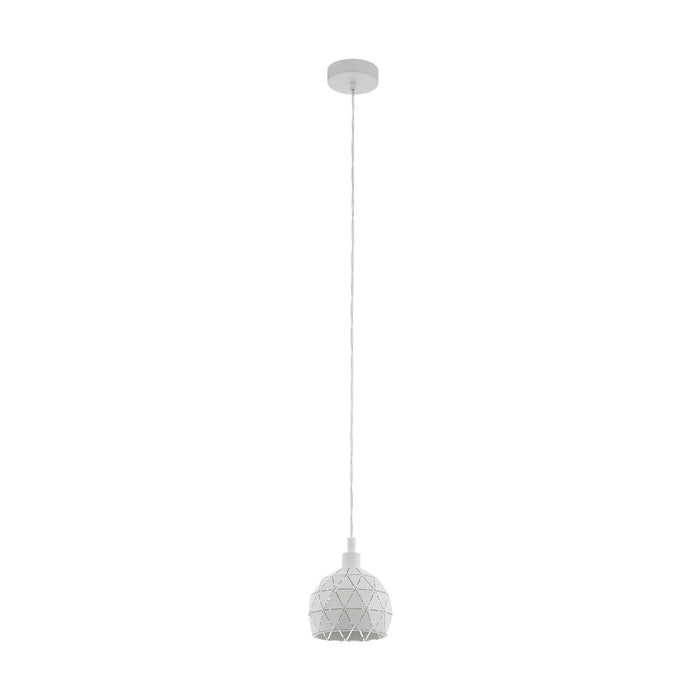 Pendant Light Colour White Powder Coated Steel Faceted Shade Bulb E14 1x40W Loops