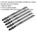 5 PACK 75mm Chrome Vanadium Steel Jigsaw Blade - 10 TPI - Reverse Teeth - Wood Loops