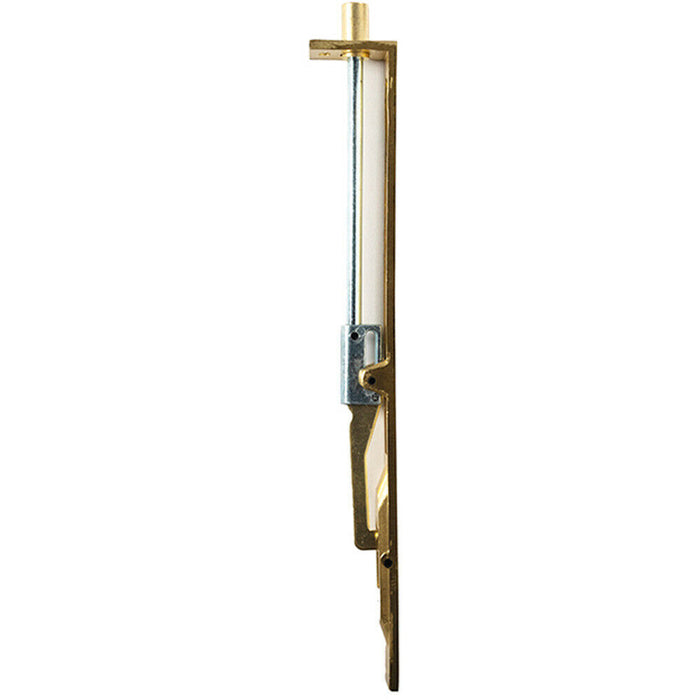 Lever Action Flush Door Bolt with Flat Keep Plate 254 x 20mm Polished Brass Loops