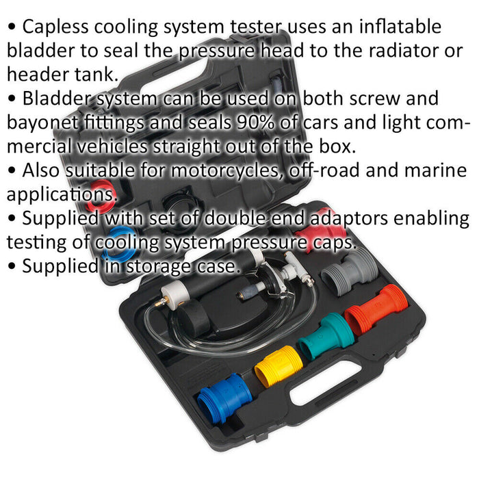 Cooling System & Cap Testing Kit - Inflatable Bladder System - Storage Case Loops