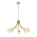 Ceiling Pendant Light Satin Brass Plate & Opal Glass 6 x 3W LED G9 Loops