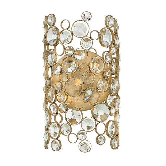 Wall Light Connected Circles Faceted Crystals Metal Ring Silver Leaf LED E14 60W Loops