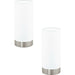 2 PACK Table Lamp Colour Satin Nickel Shade White Fabric Touch On/Off E27 1x40W Loops