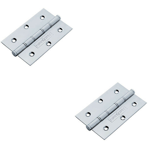 2x PAIR 76 x 51 x 1.5mm Brass Washered Butt Hinge Bright Stainless Steel Loops