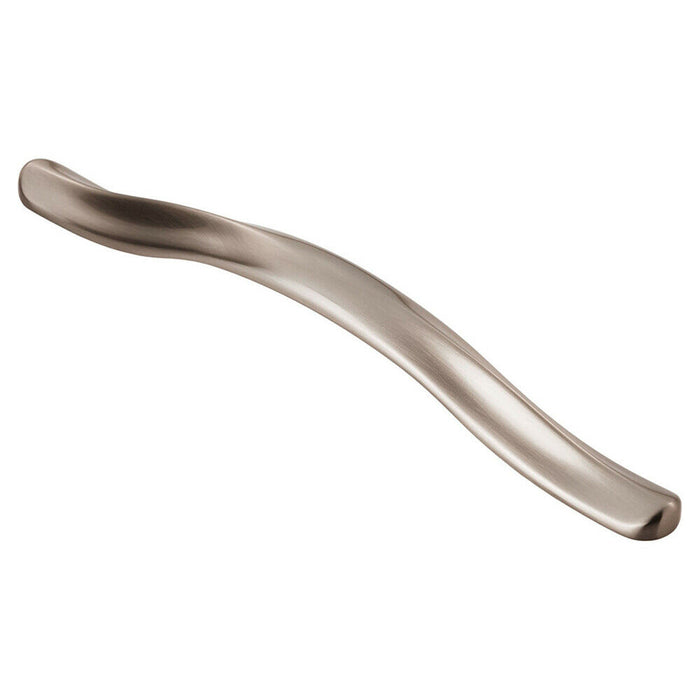 Curved Cupboard Pull Handle with Ridge 192mm Fixing Centres Satin Nickel Loops