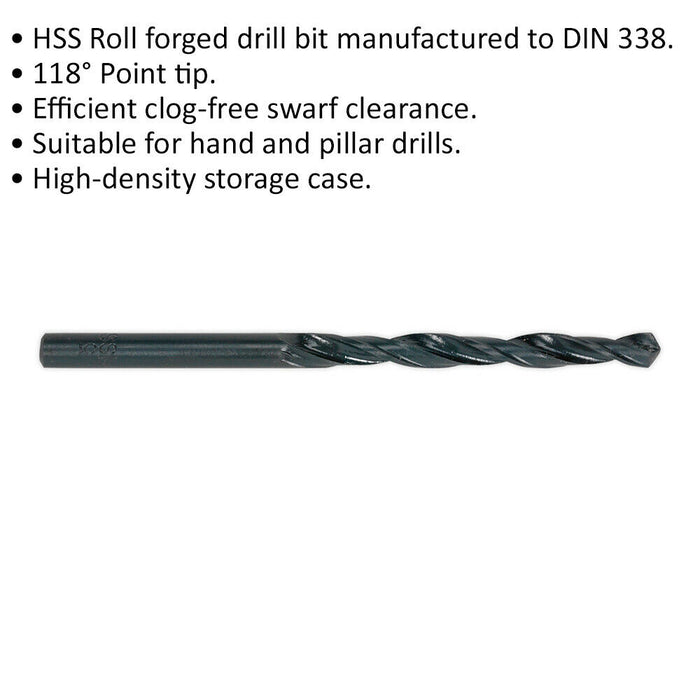 10 PACK 6.5mm Roll Forged HSS Drill Bit - Suitable for Hand and Pillar Drills Loops