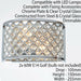 Crystal Cage Wall Light Chrome Glass Shade Modern Twin Bulb Lounge Lamp Fitting Loops