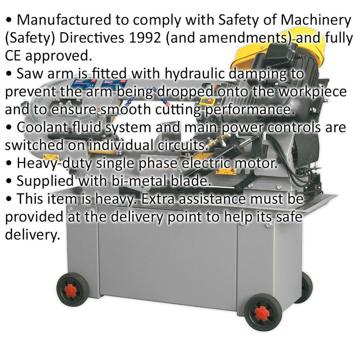 Horizontal Bandsaw with Hydraulic Arm - Bi-Metal Blade - Coolant Fluid System Loops