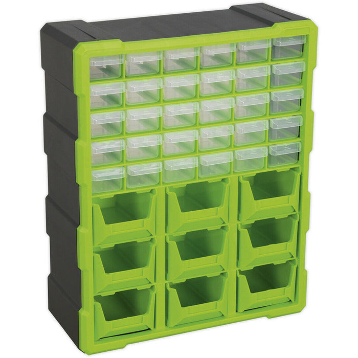 375 x 165 x 470mm 39 Drawer Parts Cabinet - GREEN - Wall Mounted / Standing Box Loops