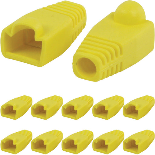 10x Yellow RJ45 Strain Relief Network Cable CAT5/6 Connector Boot Cover Cap End Loops