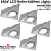 5x LED Triangle Spotlights 240V WARM WHITE Under Cabinet Kitchen Tri Light Kit Loops