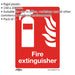 1x FIRE EXTINGUISHER Health & Safety Sign - Rigid Plastic 150 x 200mm Warning Loops