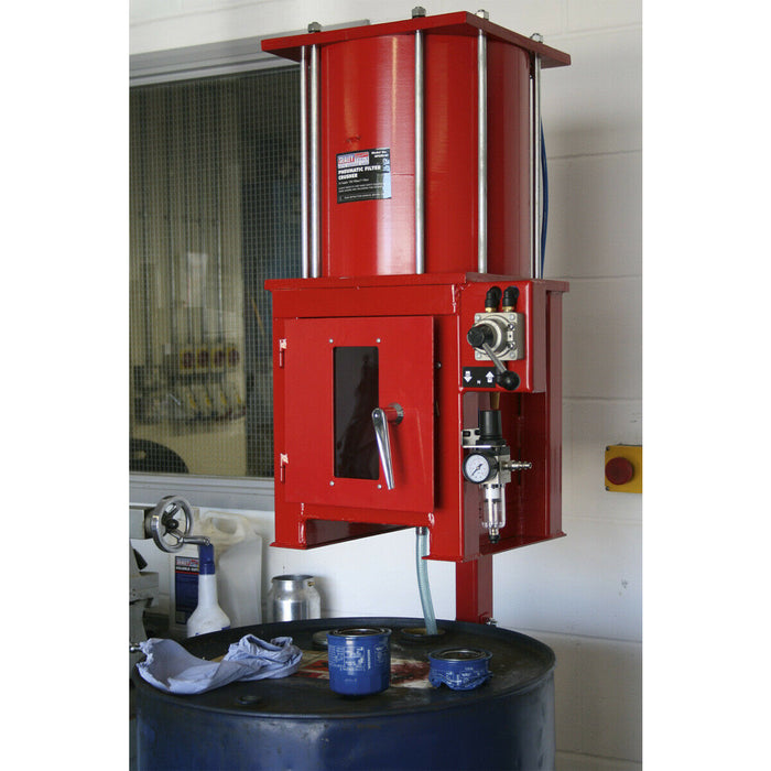 Pneumatic Oil Filter Crusher - Air Operated Oil Filter Press - Waste Oil Outlet Loops