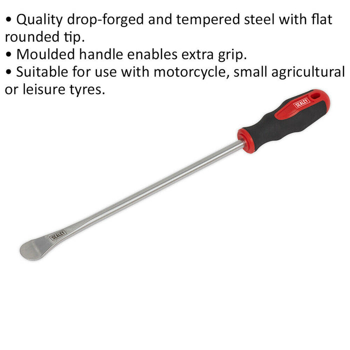 375mm Premium Tyre Lever Iron - Flat Rounded Tip - Motorcycle Small Agriculture Loops