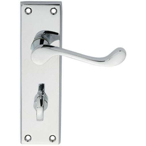 PAIR Victorian Scroll Lever on Bathroom Backplate 150 x 43mm Polished Chrome Loops