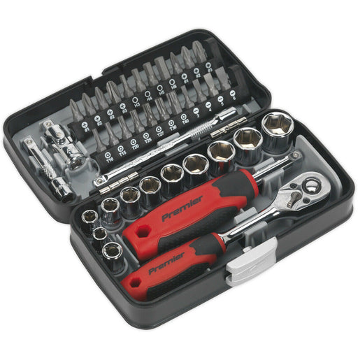 38 Piece 1/4 Inch Drive Socket and Bit Set - Chrome Vanadium - Ratchet Wrench Loops