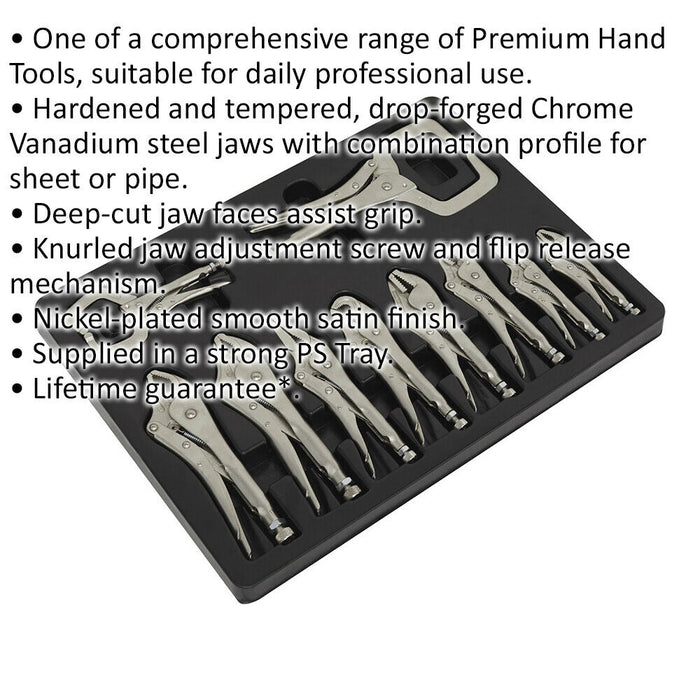 10 Piece Locking Pliers C-Clamp Set - Deep Cut Jaws - Chrome Vanadium Steel Loops
