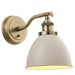 2 PACK Adjustable Industrial Wall Light Brass & Grey Shade Vintage Arm Lamp Loops