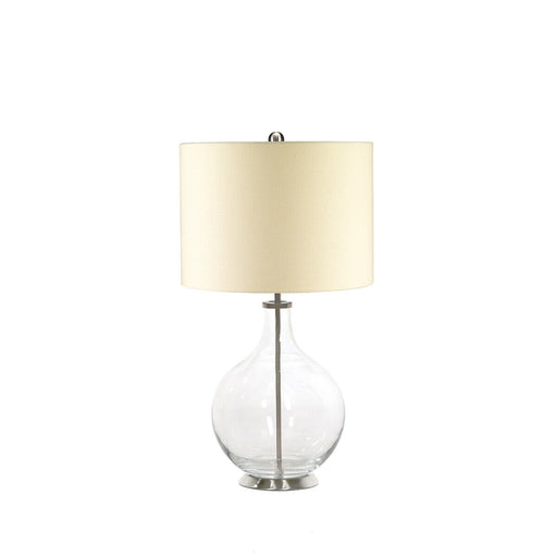 Table Lamp Clear Pear Shaped Glass Base Cream Linen Fabric Shade LED E27 60W Loops