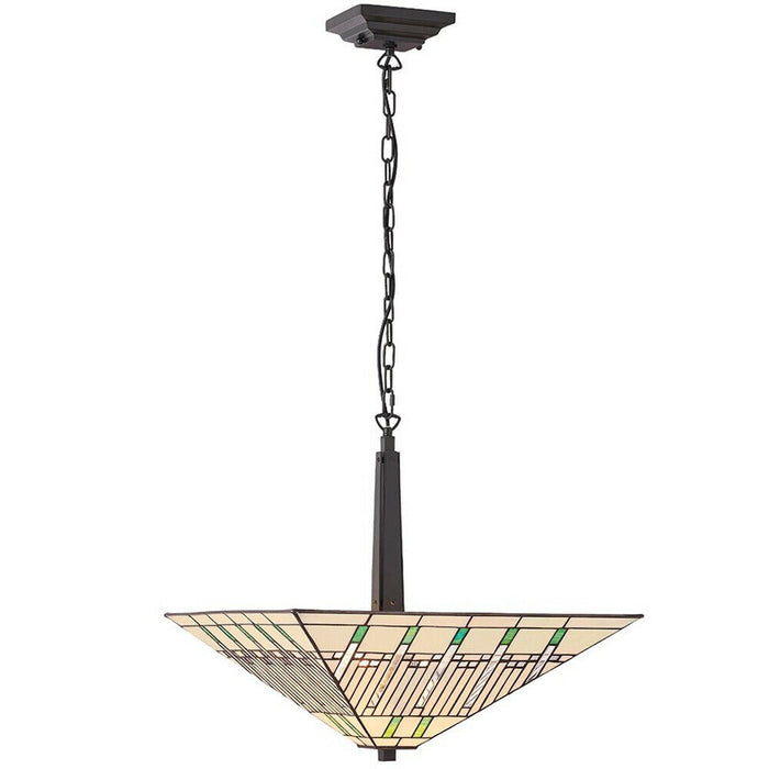 Tiffany Glass Hanging Ceiling Pendant Light Dark Bronze 2 Lamp Shade i00142 Loops