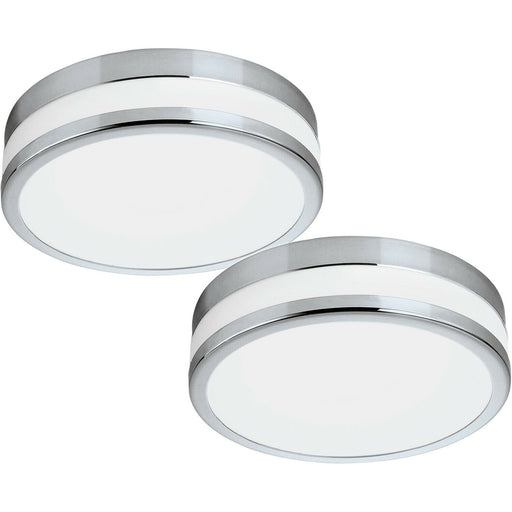 2 PACK Wall Flush Ceiling Light Chrome White Painted Satin Glass Shade LED 11W Loops