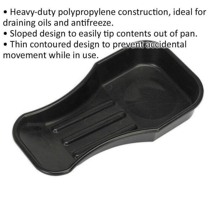 2.5L Motorcycle Oil Drain Pan - Heavy Duty PP Construction - Sloped Design Loops