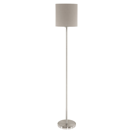 Floor Lamp Light Satin Nickel Shade Taupe Fabric Pedal Switch Bulb E27 1x60W Loops