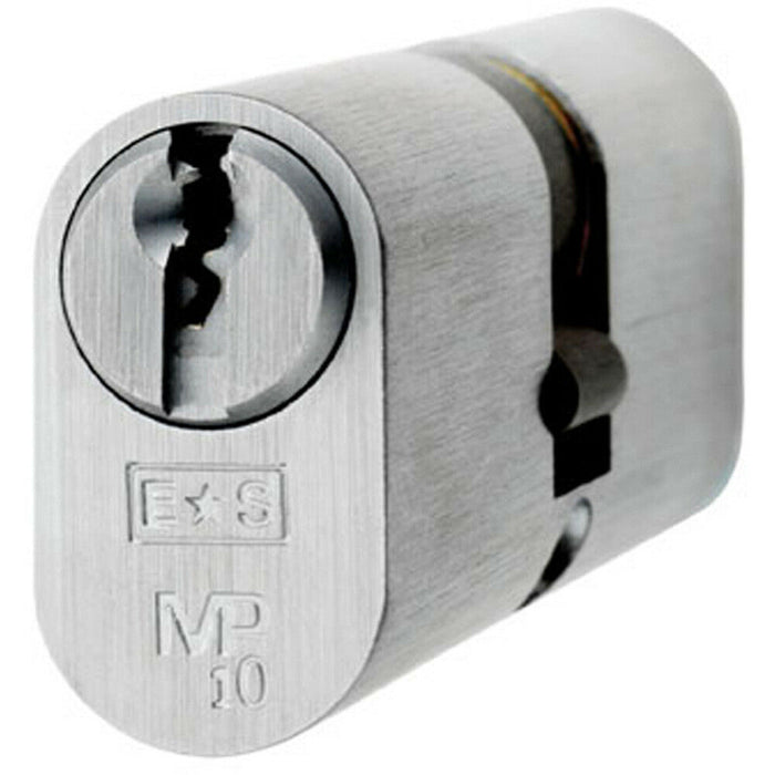 64mm Oval Double Cylinder Lock Keyed Alike 10 Pin Polished Chrome Door Lock Loops
