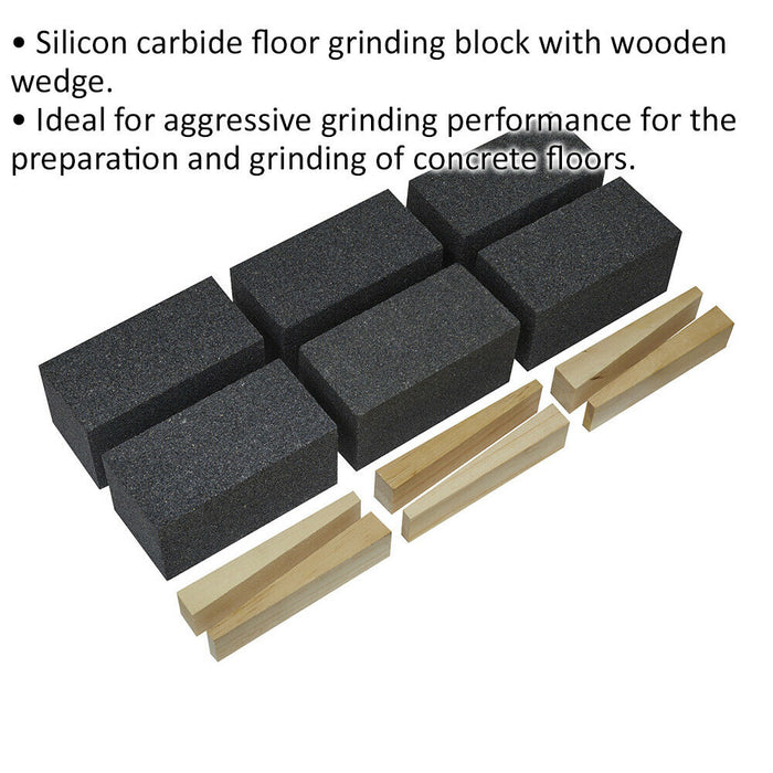 6 PACK Silicon Carbide Floor Grinding Block - 50 x 50 x 100mm - 24 Grit Loops