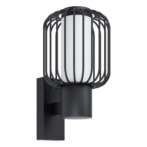 IP44 Outdoor Wall Light Black Zinc Steel Cage 1 x 28W E27 Bulb Porch Lamp Loops