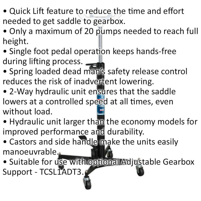 300kg Vertical Transmission Jack  with Quick Lift Feature - 1950mm Max Height Loops