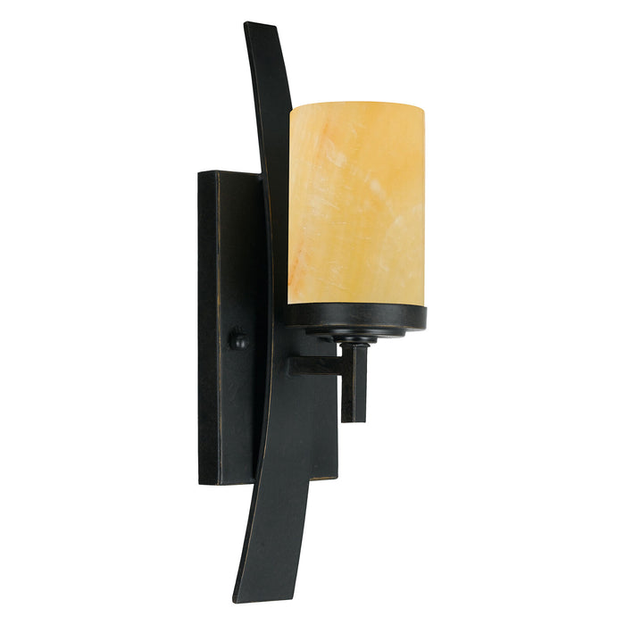 Wall Light Wrought Iron Butterscotch Onyx Shade Imperial Bronze LED E27 100W Loops