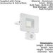 IP44 Outdoor Flood Light & PIR Sensor White Aluminium 20W Built in LED Loops