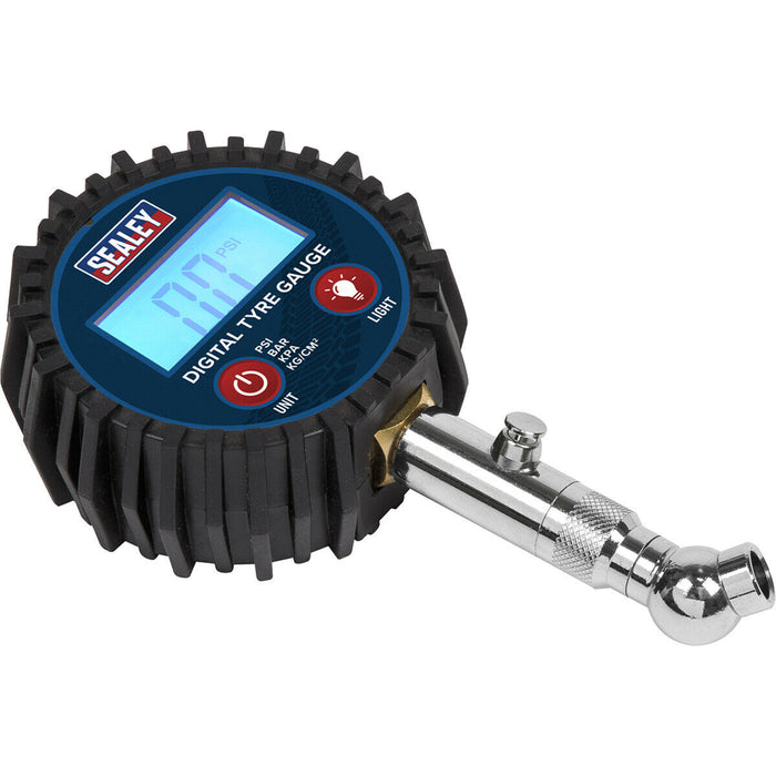 150psi DIGITAL Tyre Pressure Gauge with Swivel Head & Quick Release Valve Loops