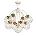 9 Light Ceiling Pendant Cream Painted +Aged Brass Finish Plated LED E14 60W Bulb Loops