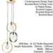 3 Bulb Multi Light Hanging Ceiling Pendant Brushed Copper Nickel & Brass Hoops Loops