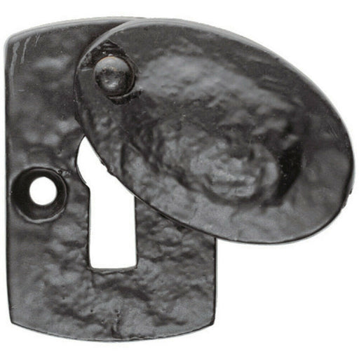 Plaque Design Antique Covered Escutcheon Euro Profile 43 x 29mm Black Antique Loops