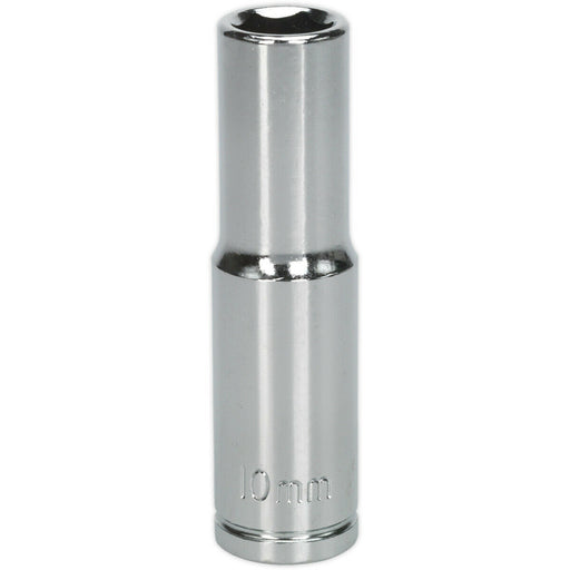 10mm Chrome Plated Deep Drive Socket - 3/8" Square Drive High Grade Carbon Steel Loops