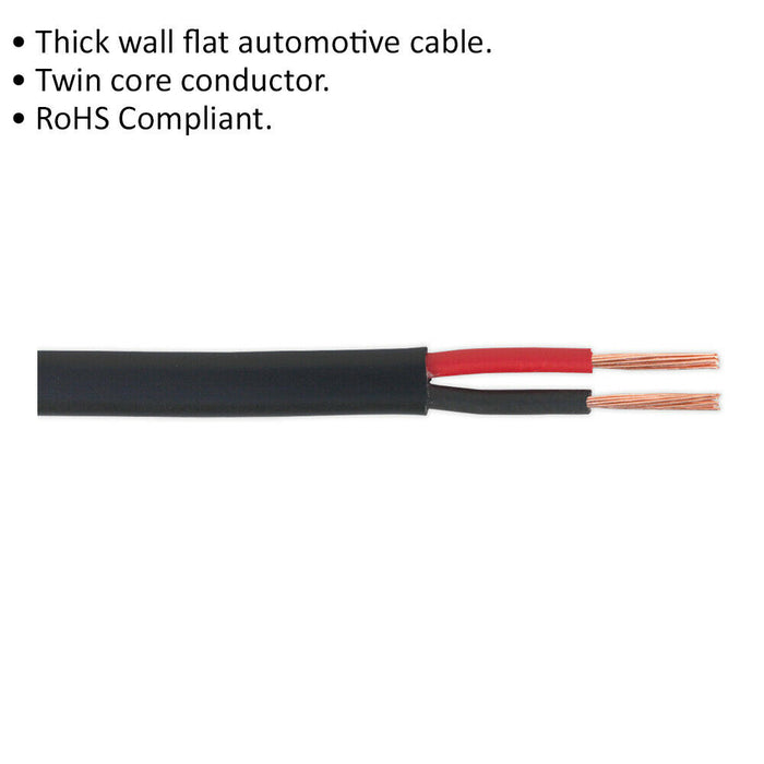 30M Flat Twin Automotive Cable - 8.75 Amps - Thick Walled - Twin Core Conductor Loops