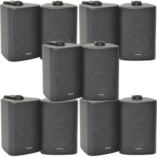 10x 70W 2 Way Black Wall Mounted Stereo Speakers 4" 8Ohm Mini Background Music